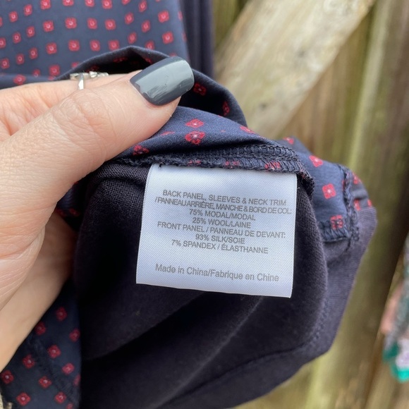 Tory Burch Wool and Silk Blend Long Sleeve Panel Front Printed Blouse - Picture 3 of 7